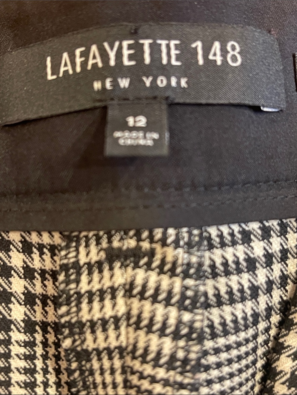Lafayette 148 Dalton Wool Glen Plaid Wide Leg Trousers 12 - Picture 4 of 9
